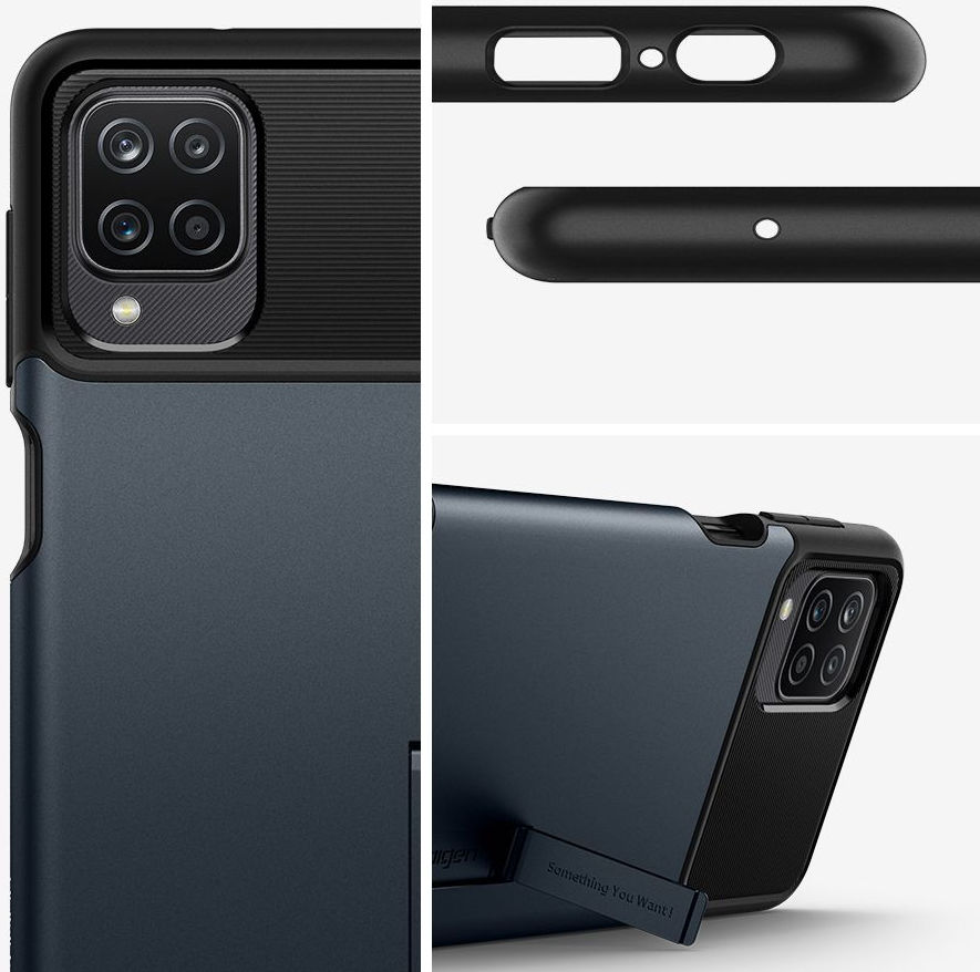 Spigen Slim Armor Samsung Galaxy A12 Hoesje Metal Slate afbeelding 3