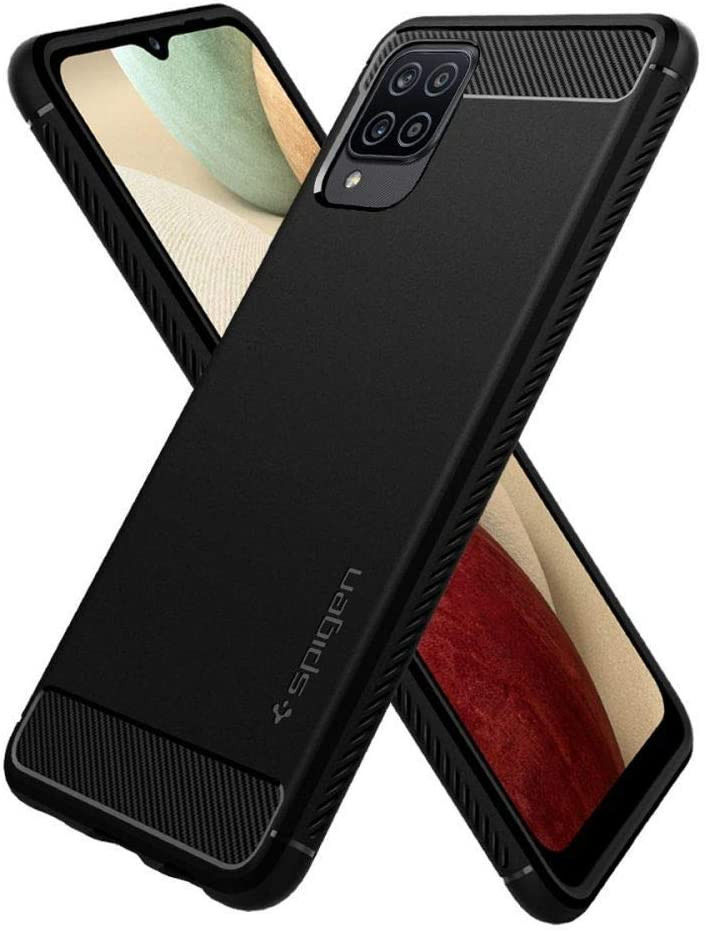 Spigen Rugged Armor Samsung Galaxy A12 Hoesje Zwart afbeelding 2