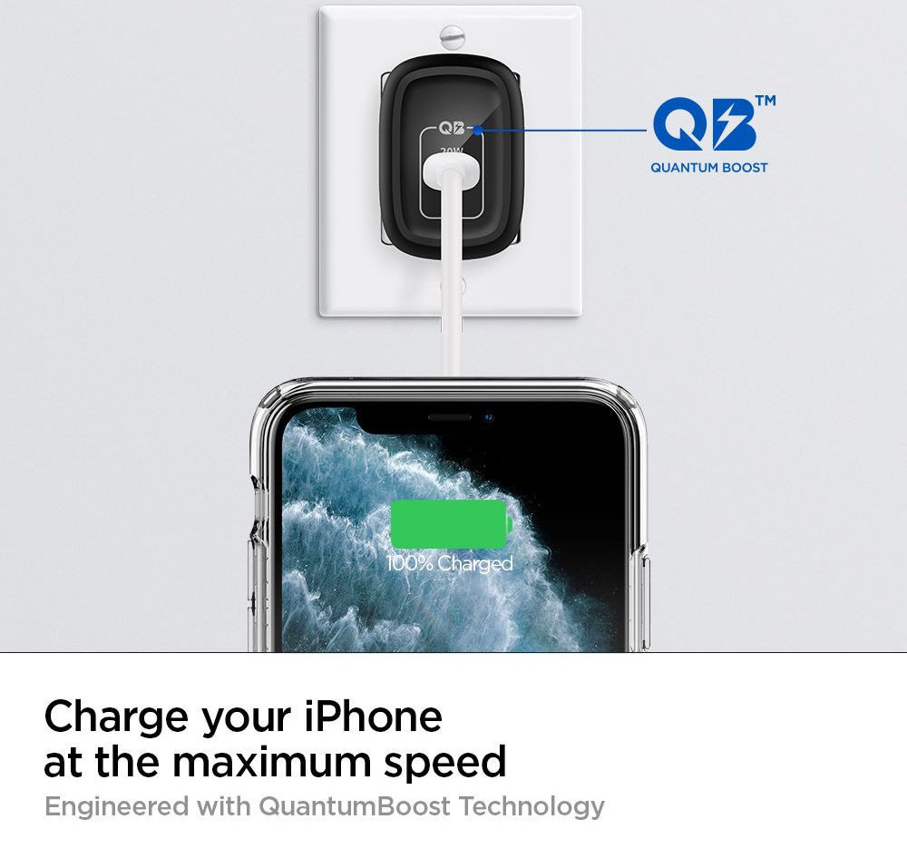 Spigen PowerArc ArcStation 20W Power Delivery 3.0 USB-C Oplader Zwart afbeelding 4