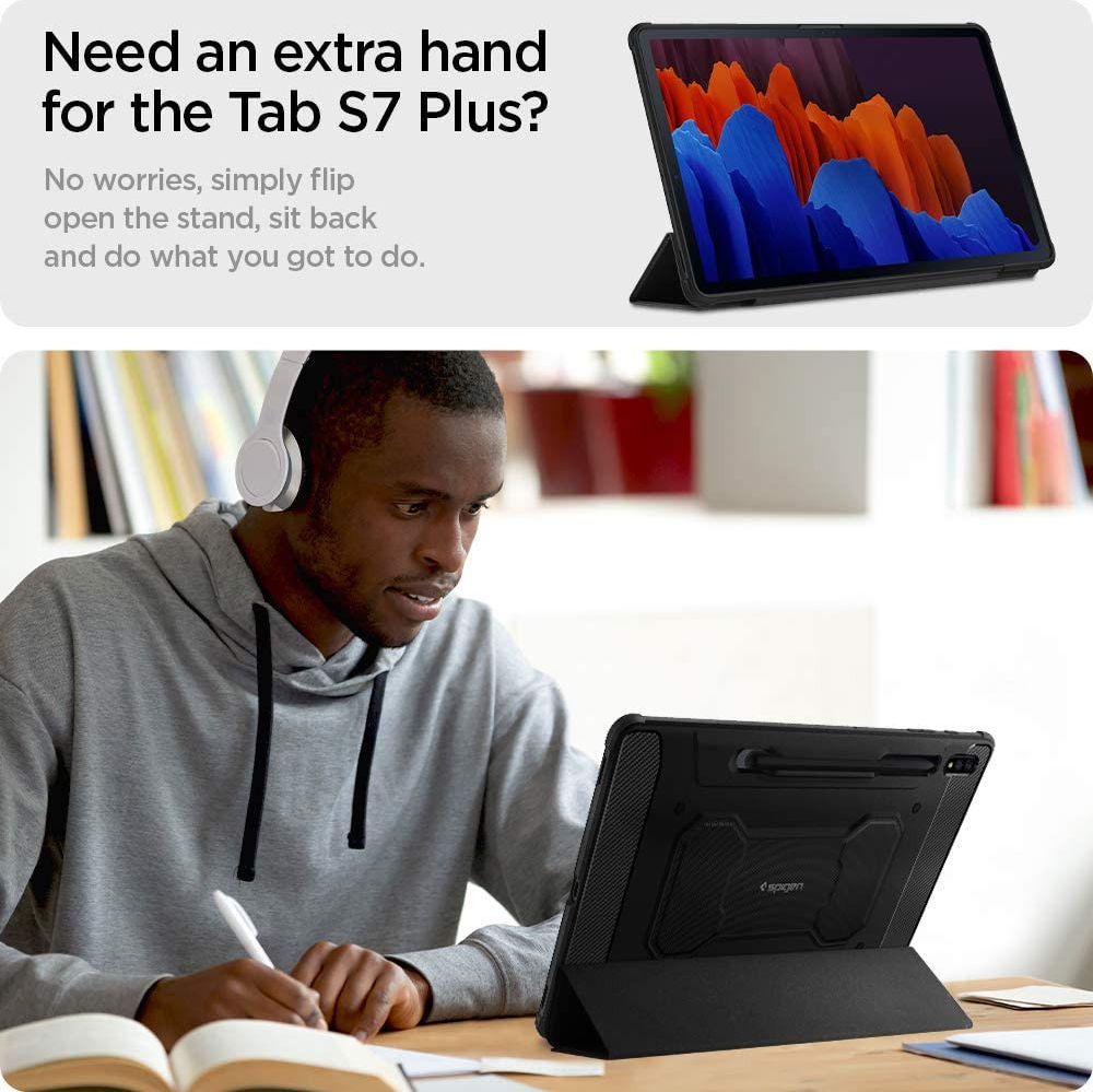 Spigen Rugged Armor Pro Samsung Galaxy Tab S7 Plus Hoes Zwart afbeelding 5