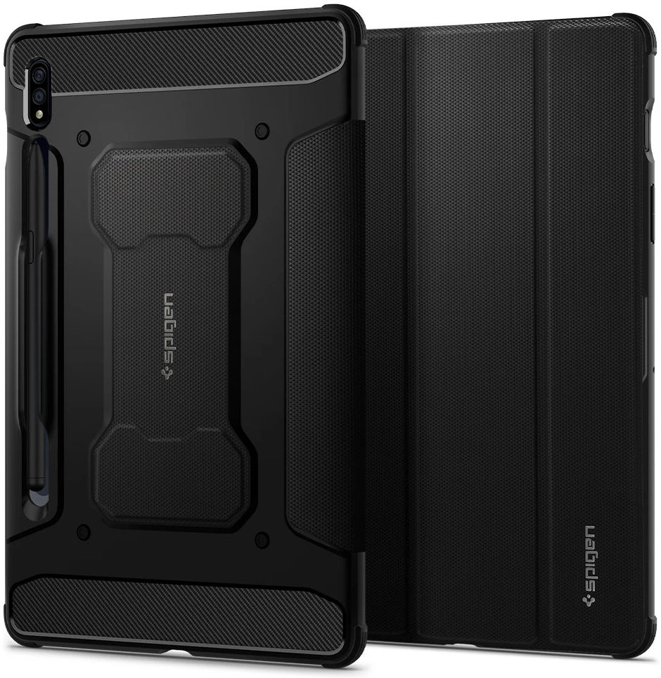 Spigen Rugged Armor Pro Samsung Galaxy Tab S7 Hoes Book Case Zwart afbeelding 1