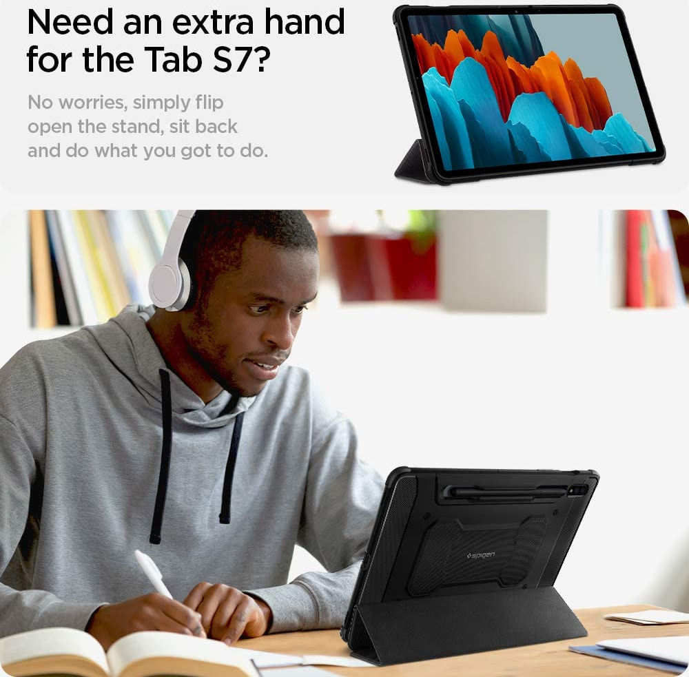 Spigen Rugged Armor Pro Samsung Galaxy Tab S7 Hoes Book Case Zwart afbeelding 5