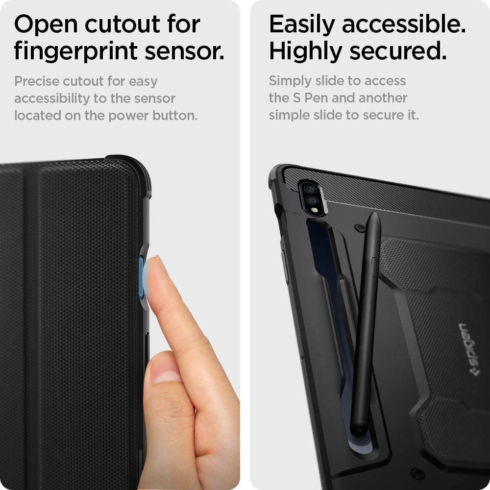 Spigen Rugged Armor Pro Samsung Galaxy Tab S7 Hoes Book Case Zwart afbeelding 6