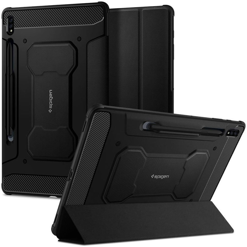 Spigen Rugged Armor Pro Samsung Galaxy Tab S7 Hoes Book Case Zwart afbeelding 2