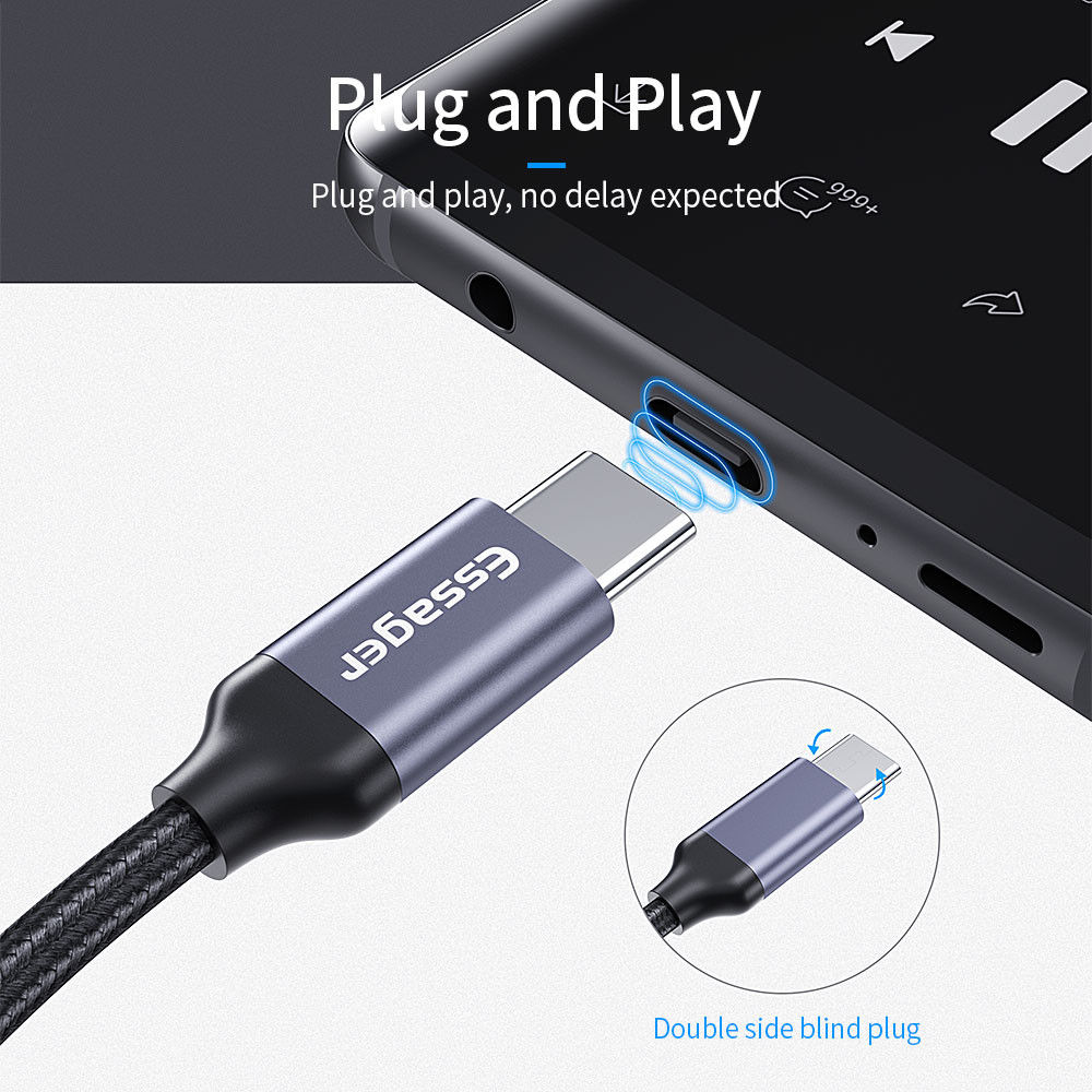 Essager USB-C naar 3.5mm Jack (Female) Aux Kabel DAC Connector Grijs afbeelding 5