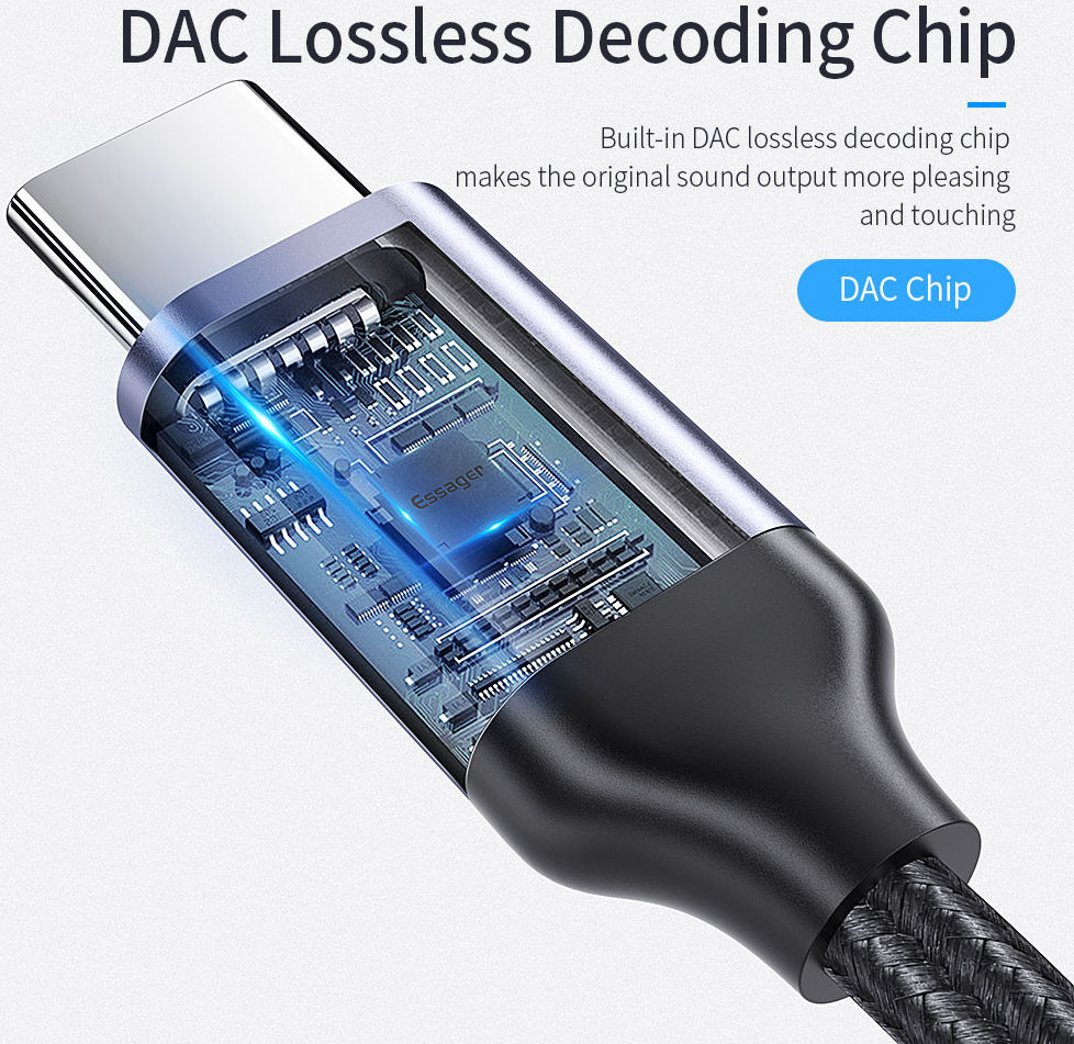 Essager USB-C naar 3.5mm Jack (Female) Aux Kabel DAC Connector Grijs afbeelding 6