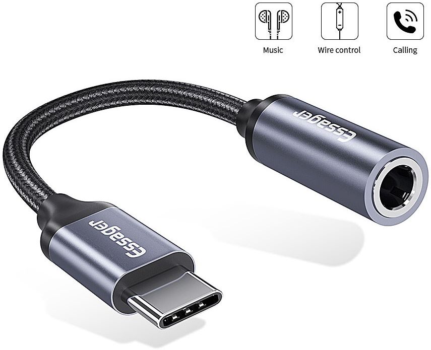 ventilatie Uil assistent Essager USB-C naar 3.5mm Jack (Female) Aux Kabel DAC Connector Grijs |  GSMpunt.nl