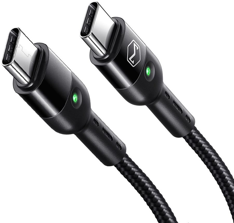 Uitrekbare USB-C naar USB-C Krulsnoer Kabel 60 Watt PD 1.8m Zwart afbeelding 2