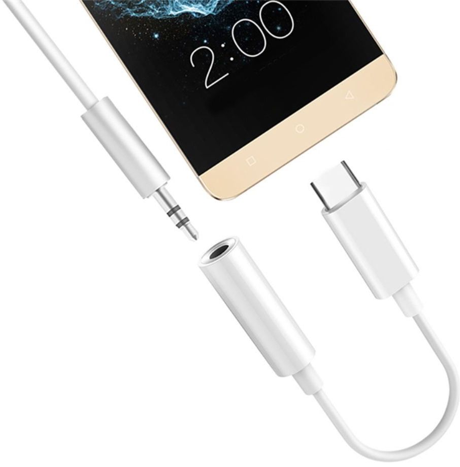 USB-C naar 3.5mm Jack (Female) Aux Kabel Connector Wit afbeelding 3