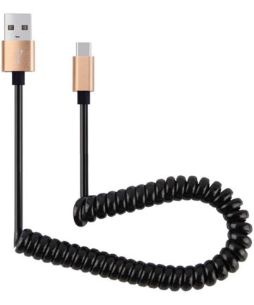Universele Rekbare USB-C Krulsnoer Kabel 90 Centimeter Goud Kabels