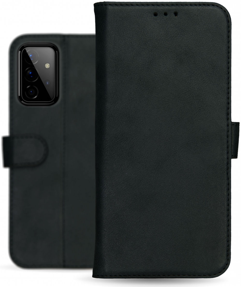 Rosso Deluxe Samsung Galaxy A72 Hoesje Echt Leer Book Case Zwart afbeelding 6