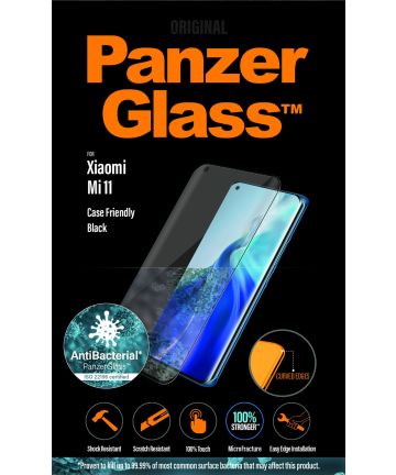 PanzerGlass Xiaomi Mi 11 Screen Protector Antibacterieel Zwart Screen Protectors
