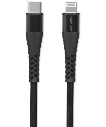 4smarts PremiumCord USB-C naar Lightning MFI Kabel Zwart Grijs 25CM Kabels
