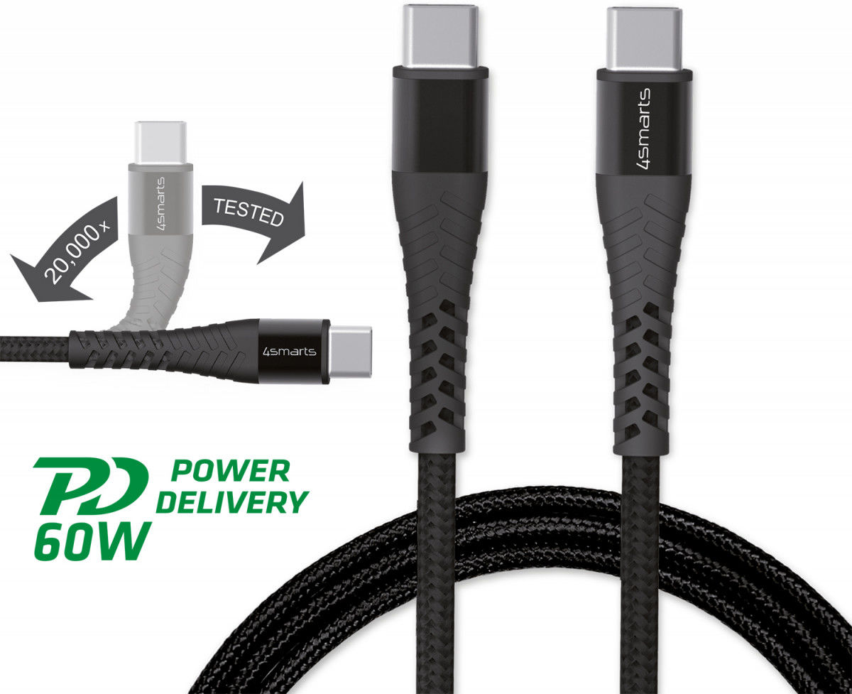 4smarts PremiumCord USB-C naar USB-C Kabel Zwart Grijs 3 Meter afbeelding 3