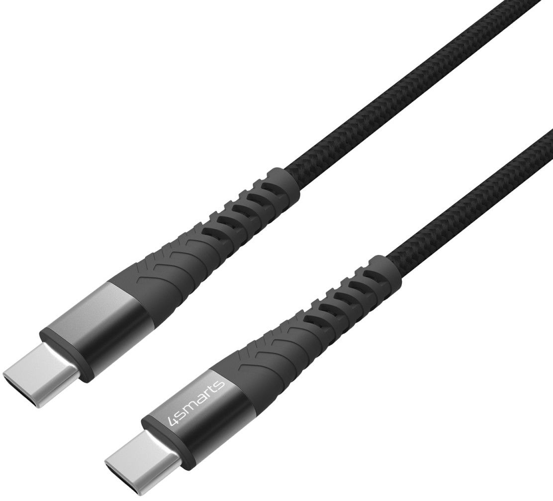 4smarts PremiumCord USB-C naar USB-C Kabel Zwart Grijs 25CM afbeelding 3