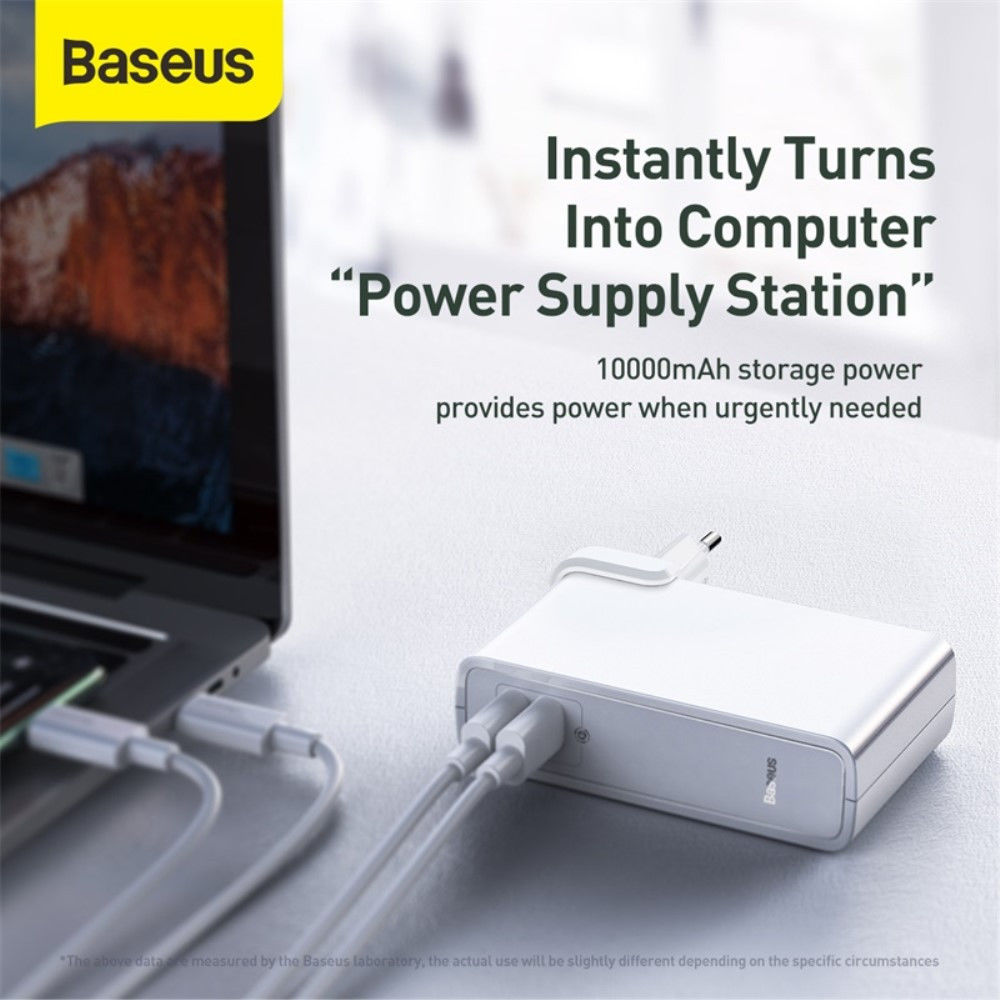Baseus 2-in-1 Powerbank 10.000mAh en Oplader 45W + USB-C Kabel 1M Wit afbeelding 4