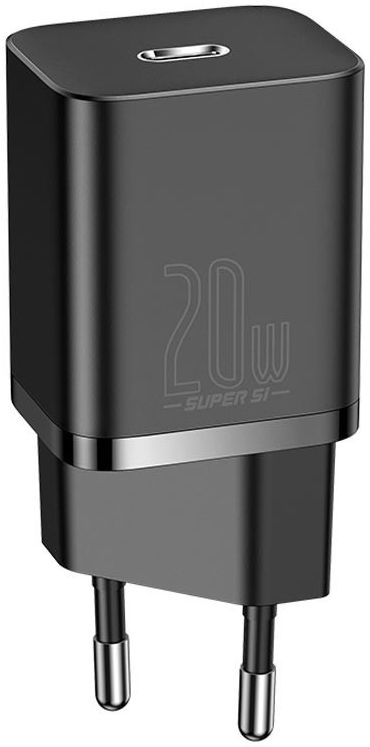 Baseus Super-Si Quick Charger USB-C Snellader 20W Power Delivery Zwart afbeelding 1