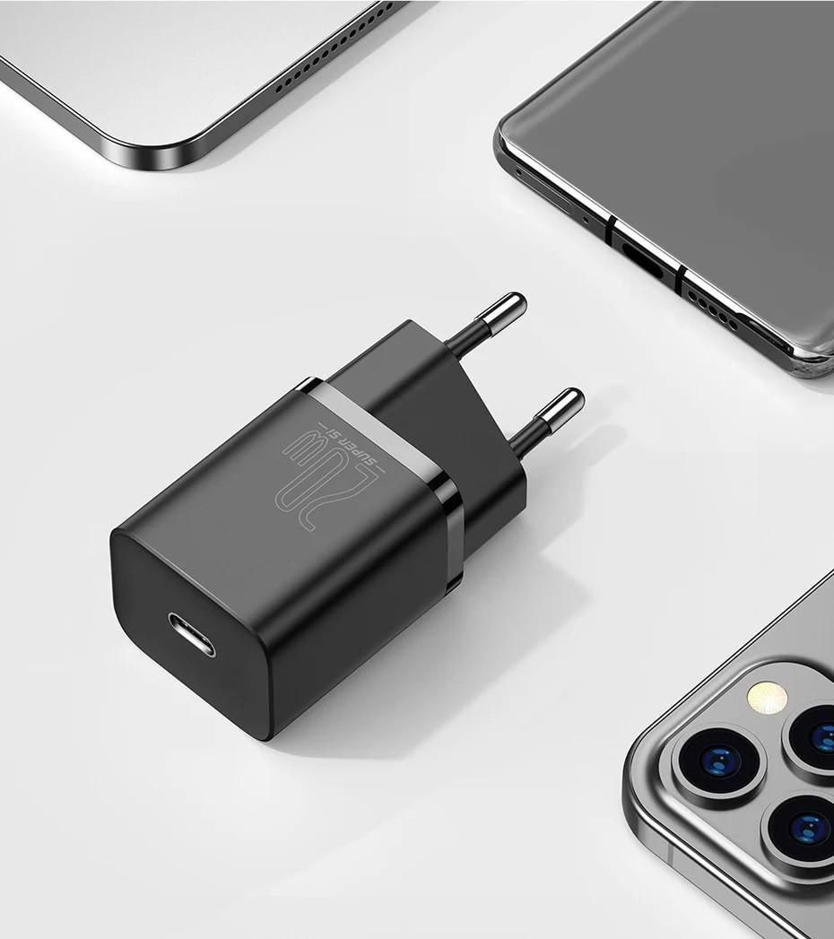 Baseus Super-Si Quick Charger USB-C Snellader 20W Power Delivery Zwart afbeelding 2