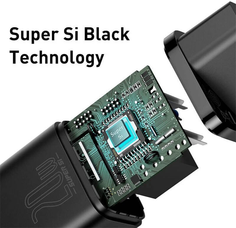 Baseus Super-Si Quick Charger USB-C Snellader 20W Power Delivery Zwart afbeelding 4