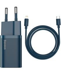 Baseus Snellader 20W PD + USB-C naar Apple Lightning Kabel 1M Blauw