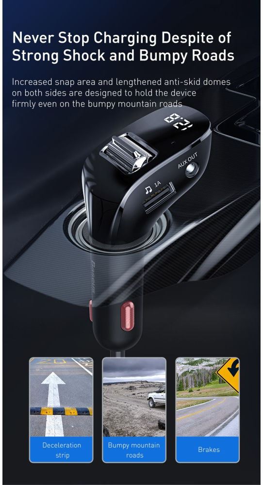 Baseus Bluetooth Muziek Transmitter en USB Autolader met Quick Charge afbeelding 5