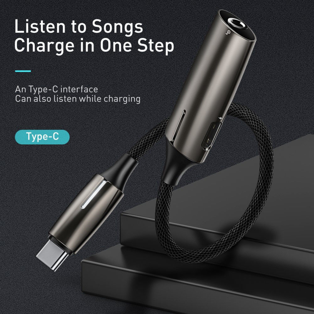 Baseus 2-in-1 USB-C naar 3.5mm Headphone Jack en USB-C Adapter afbeelding 3