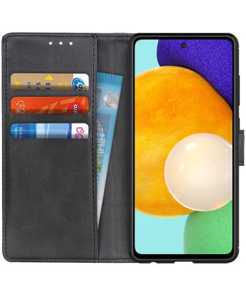 Samsung Galaxy A52 / A52S Hoesje Portemonnee Book Case Kunstleer Zwart Hoesjes