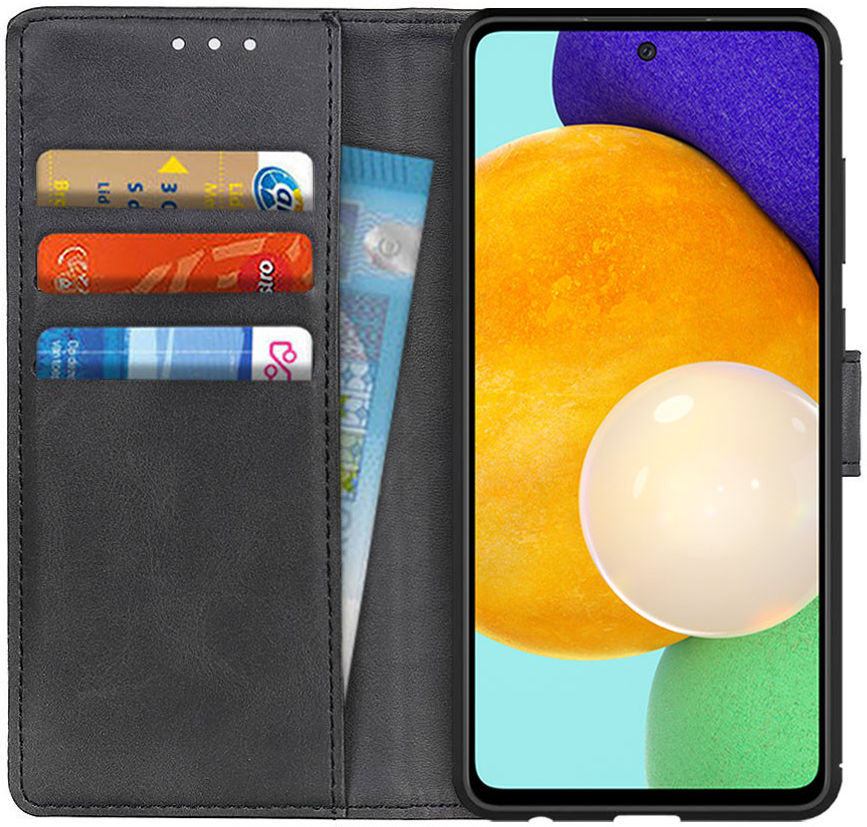 Samsung Galaxy A52 / A52S Hoesje Portemonnee Book Case Kunstleer Zwart afbeelding 1
