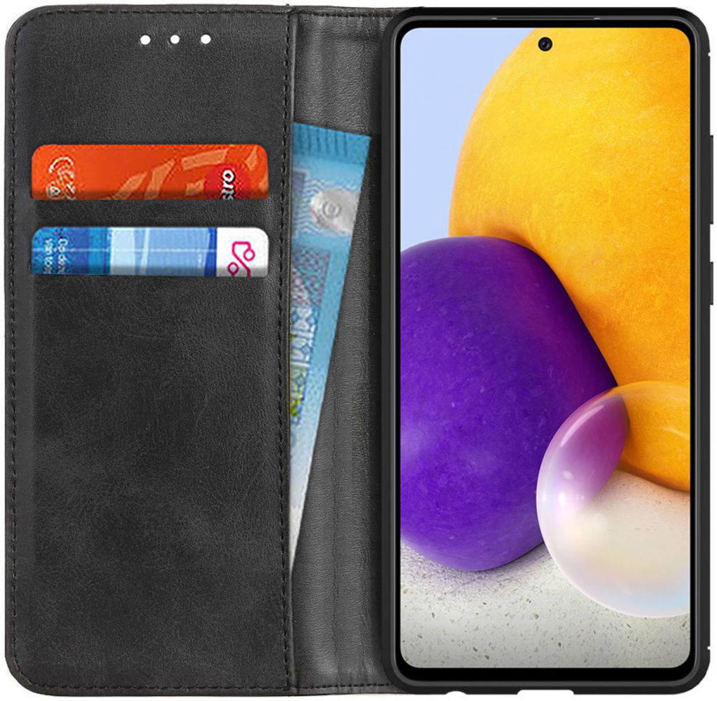 Samsung Galaxy A72 Hoesje Portemonnee Book Case Splitleer Zwart afbeelding 1