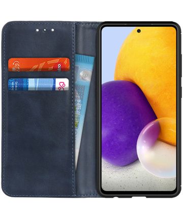 Samsung Galaxy A72 Hoesje Portemonnee Book Case Splitleer Blauw Hoesjes