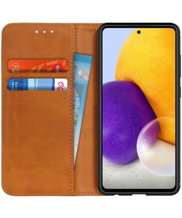Samsung Galaxy A72 Hoesje Portemonnee Book Case Splitleer Bruin Hoesjes