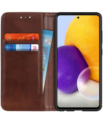 Samsung Galaxy A72 Hoesje Portemonnee Book Case Splitleer Coffee Hoesjes
