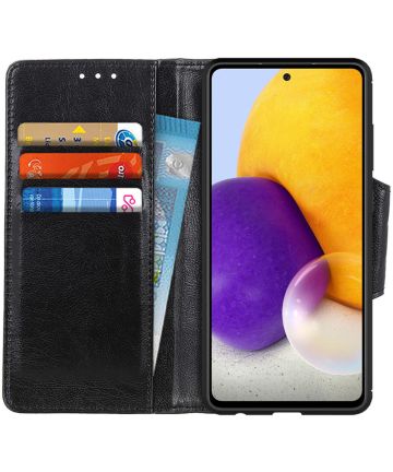 Samsung Galaxy A72 Hoesje Wallet Book Case Kunstleer Zwart Hoesjes