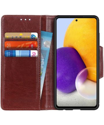 Samsung Galaxy A72 Hoesje Wallet Book Case Kunstleer Bruin Hoesjes