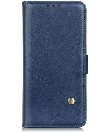 Samsung Galaxy A72 Hoesje Wallet Book Case Kunst Leer Blauw Hoesjes