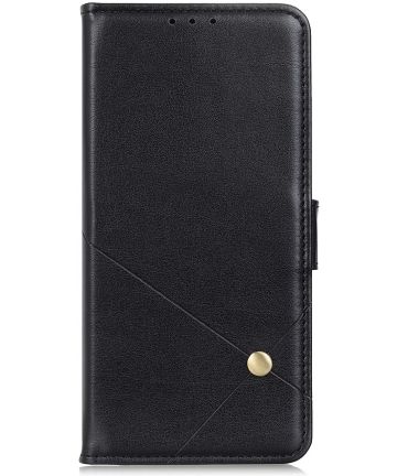 Samsung Galaxy A72 Hoesje Wallet Book Case Kunst Leer Zwart Hoesjes