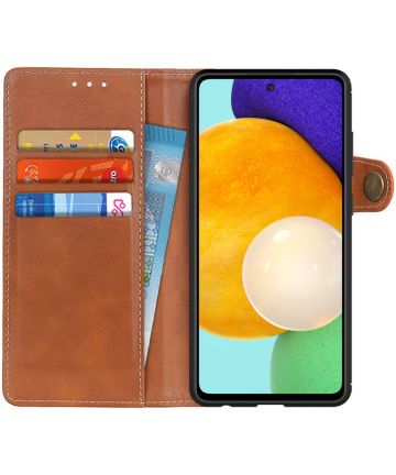 Samsung Galaxy A52 / A52S Hoesje Wallet Book Case Kunstleer Brown Hoesjes