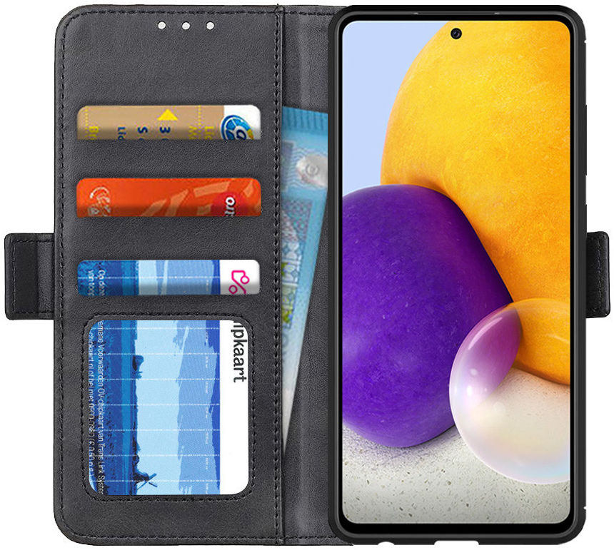 Samsung Galaxy A72 Hoesje Portemonnee Book Case met Stand Zwart afbeelding 1