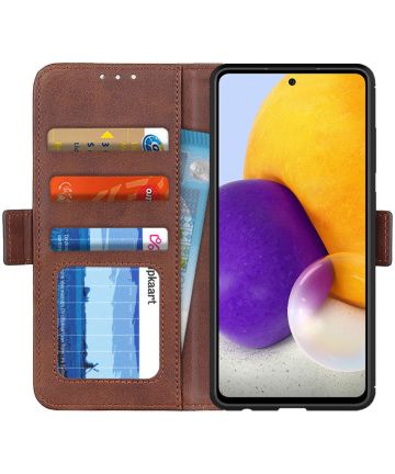 Samsung Galaxy A72 Hoesje Portemonnee Book Case met Stand Bruin Hoesjes