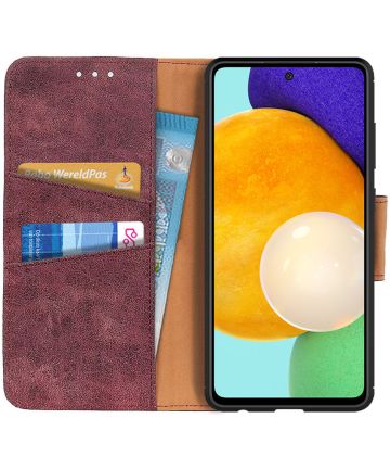 Samsung Galaxy A52 / A52S Hoesje Portemonnee Book Case Splitleer Rood Hoesjes