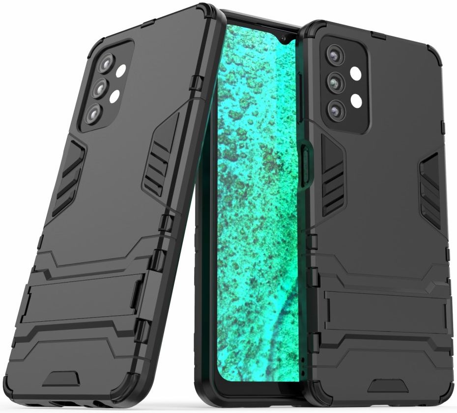 Samsung Galaxy A32 5G Hoesje Hybride Back Cover met Kickstand Zwart afbeelding 2