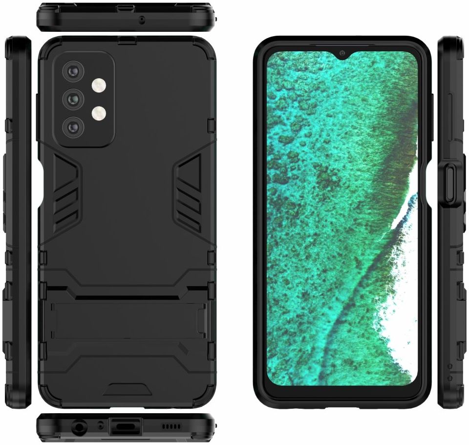 Samsung Galaxy A32 5G Hoesje Hybride Back Cover met Kickstand Zwart afbeelding 6