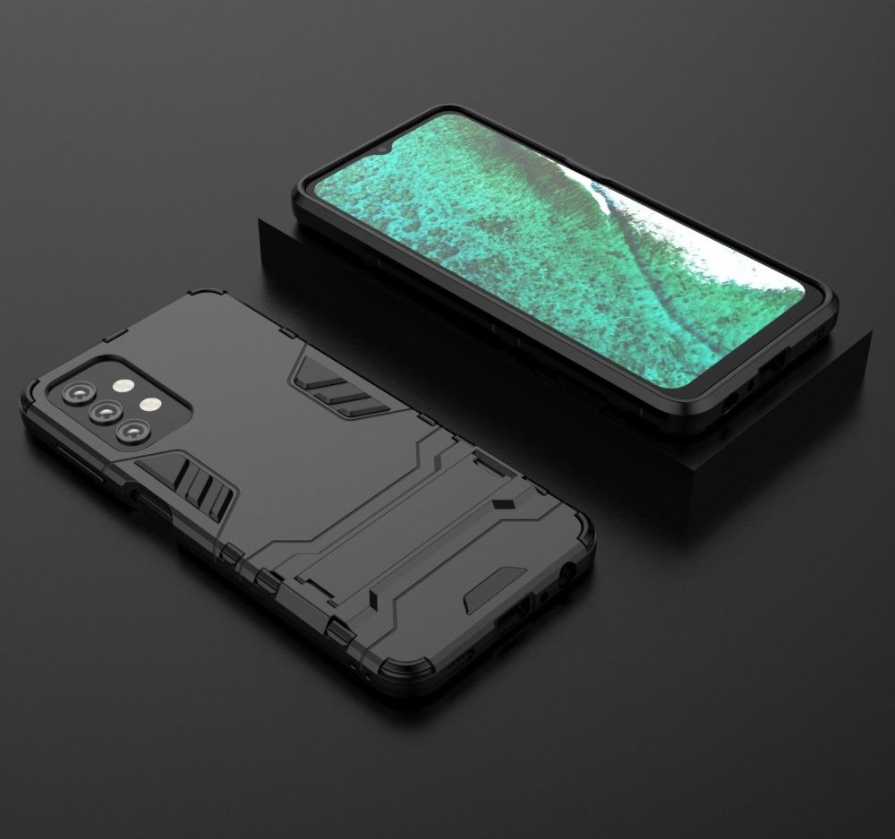 Samsung Galaxy A32 5G Hoesje Hybride Back Cover met Kickstand Zwart afbeelding 4