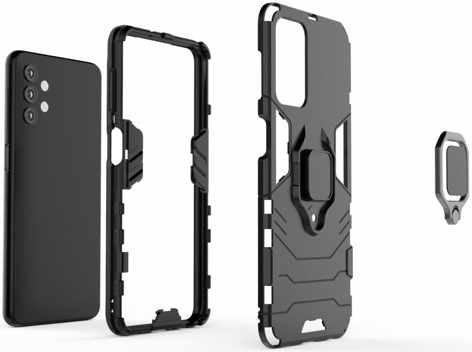 Samsung Galaxy A32 5G Hoesje Metalen Magnetische Ring Kickstand Zwart afbeelding 4