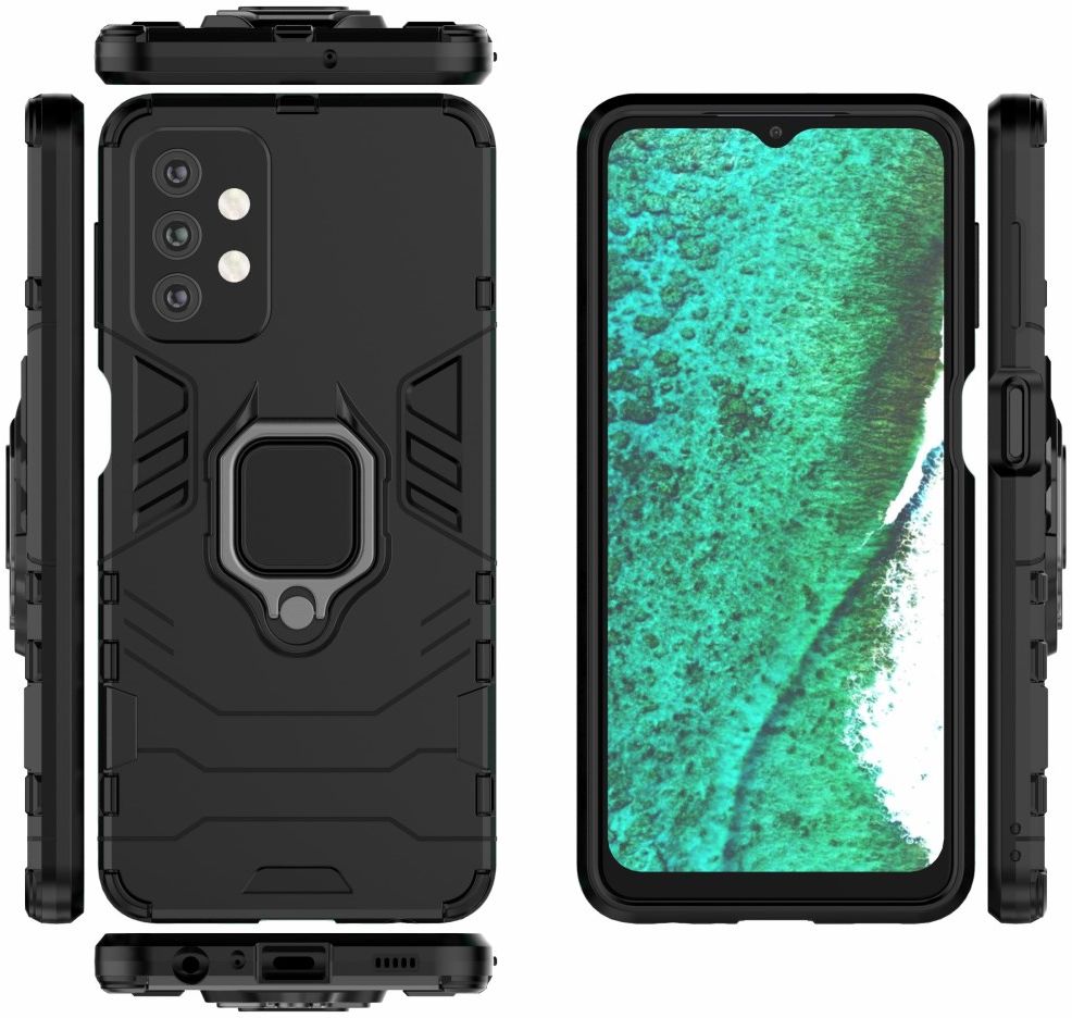 Samsung Galaxy A32 5G Hoesje Metalen Magnetische Ring Kickstand Zwart afbeelding 6