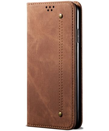 Samsung Galaxy A32 5G Hoesje Portemonnee Stof Textuur Book Case Bruin Hoesjes