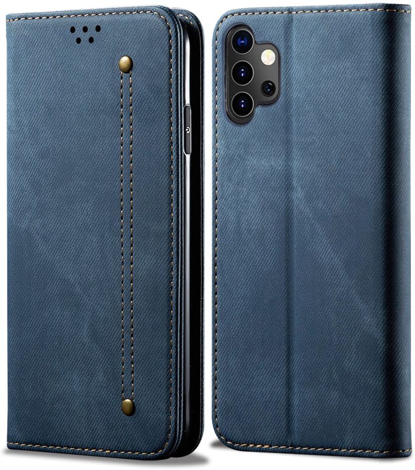 Samsung Galaxy A32 5G Hoesje Portemonnee Stof Textuur Book Case Blauw afbeelding 11