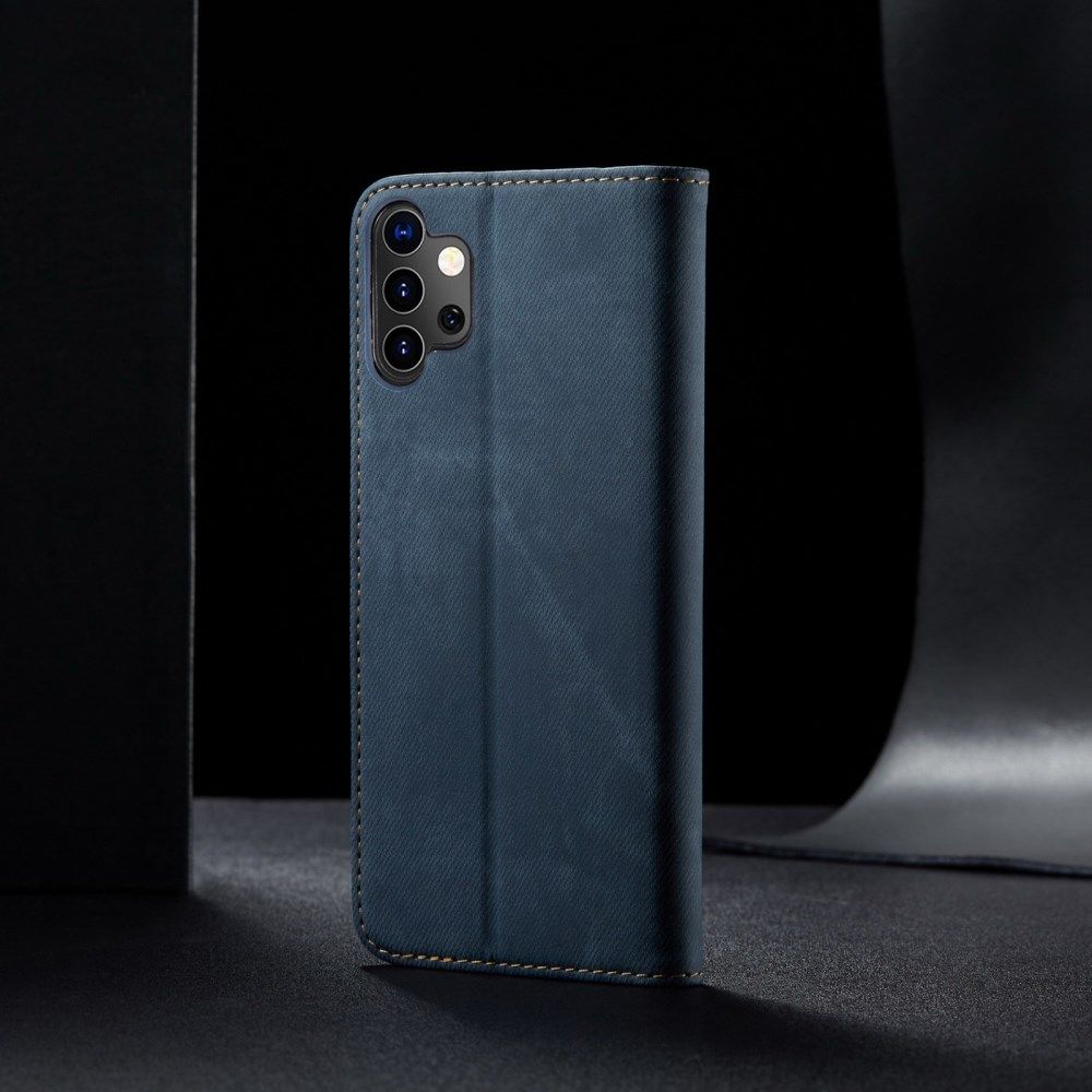 Samsung Galaxy A32 5G Hoesje Portemonnee Stof Textuur Book Case Blauw afbeelding 8