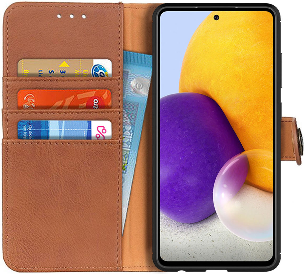 KHAZNEH Samsung Galaxy A72 Hoesje Portemonnee Book Case Bruin afbeelding 1