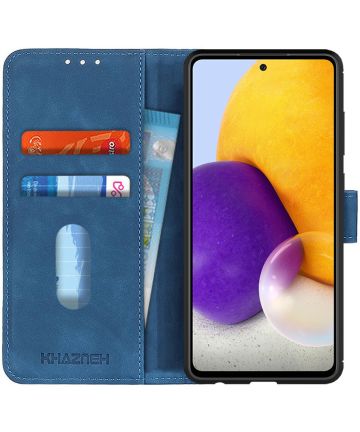 KHAZNEH Samsung Galaxy A72 Hoesje Retro Wallet Book Case Blauw Hoesjes